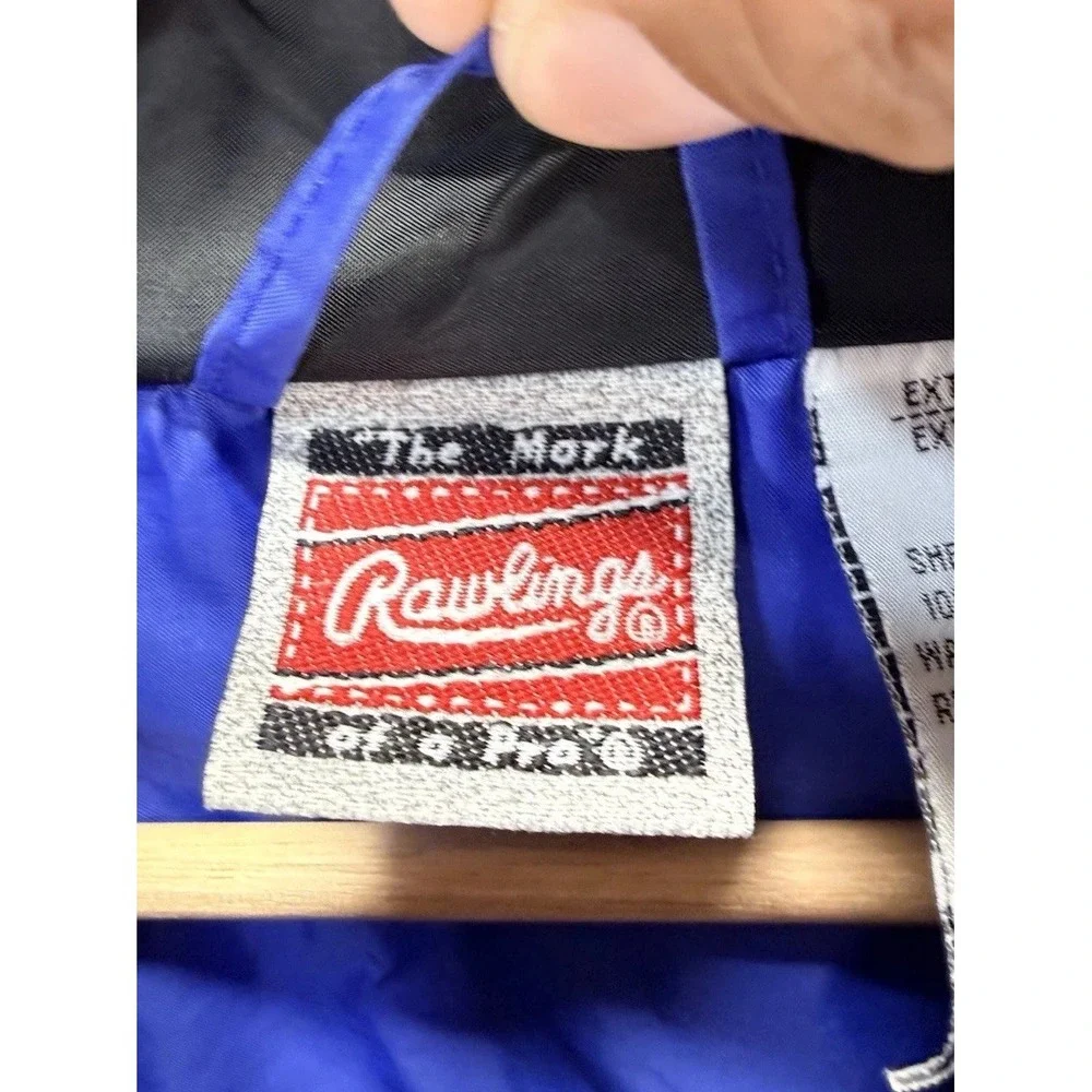 Vintage Rawlings Men's Sz XL Blue 100% Nylon Full Zip W/snaps Windbreaker Jacket